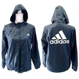 Adidas Black Hooded Windbreaker Medium